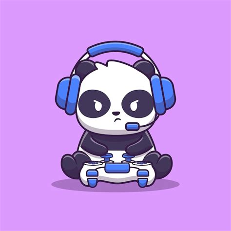 Premium Vector | Cute panda gaming illustration. animal game . flat