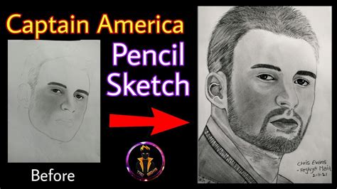 Captain America Pencil Sketch Chris Evans Pencil Sketch Youtube