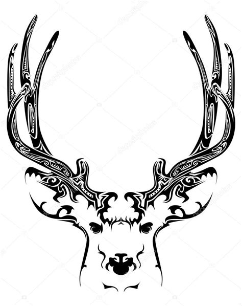 Abstract Deer Head Tribal Tattoo — Stock Vector © Lindwa 54605775