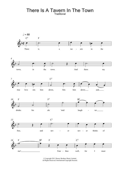 Traditional "There Is A Tavern In The Town" Sheet Music | Download
