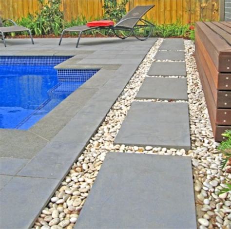 Vinyl Pool And Gray Coping Limestone Pool Coping White