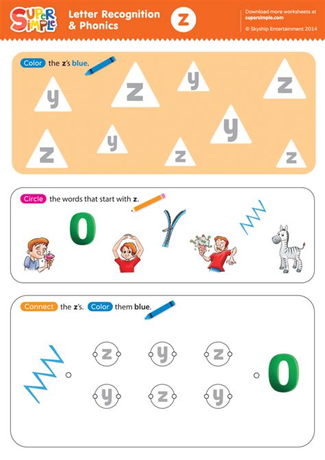 Letter Recognition And Phonics Worksheet Z Lowercase Super Simple