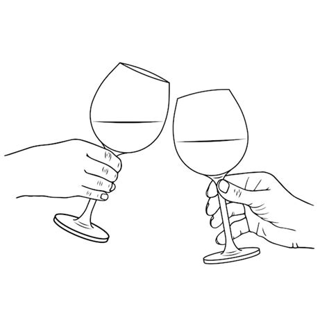Premium Vector Two Hands Holding Wine Or Champagne Glasses And Clinking Glasses Vector Linear