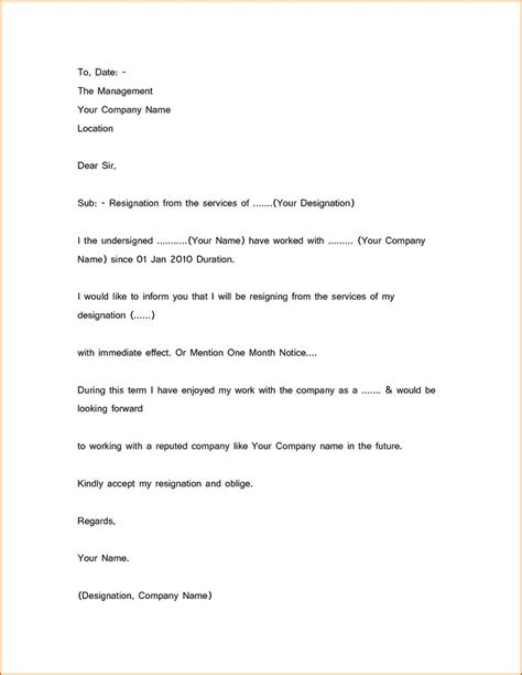 Do deliver the resignation letter in person. Simple Resignation Letter Sample 1 Month Notice | New ...