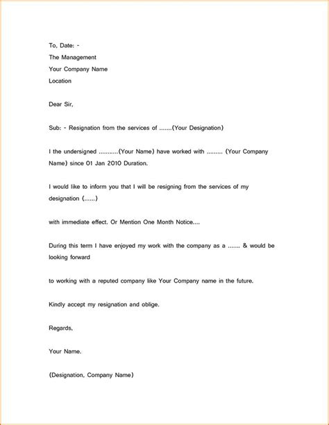 Your notice period starts the day after you resign. Simple Resignation Letter Sample 1 Month Notice | New ...