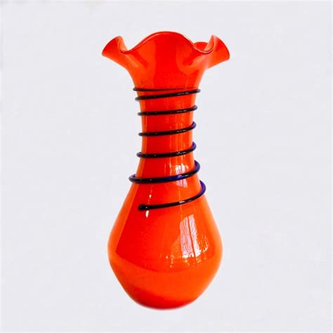 Mid Century Orange Art Glass Vase Chairish