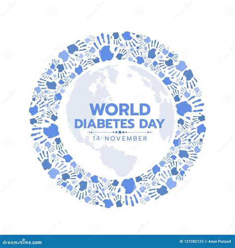World Diabetes Day Vector Poster Blue Isolated Ribbon On Black