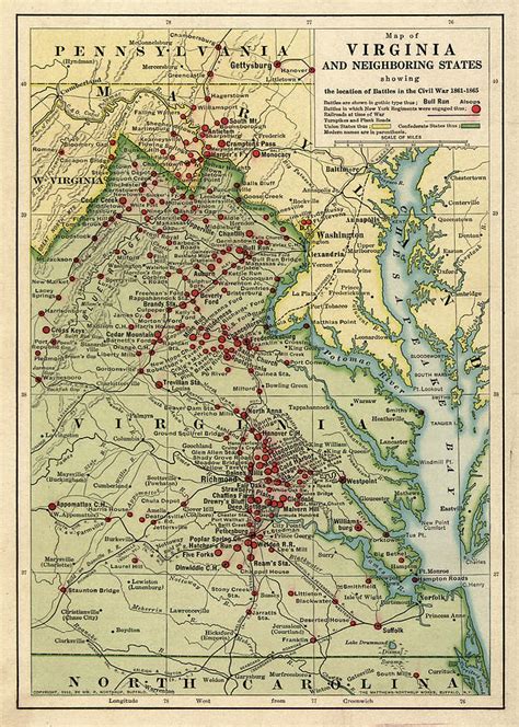 Vintage Virginia Civil War Battlefield Map 1912 Drawing By