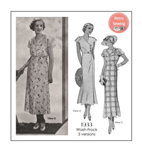 1930s Sewing Pattern For Three Pretty Tea Dresses Ebay