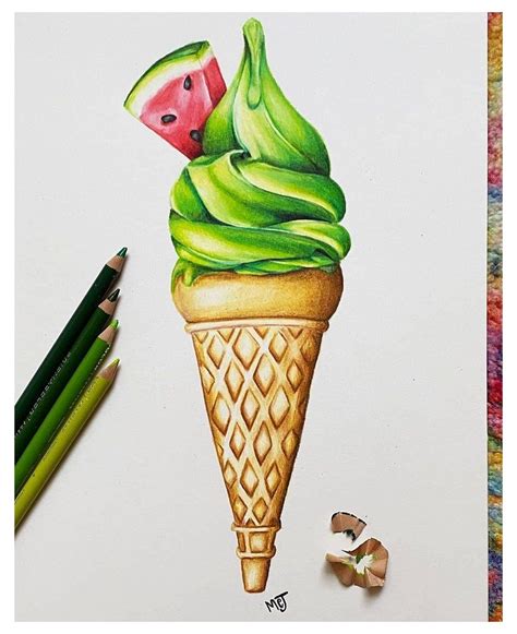 artworks of the world on instagram “ ️amazing🍉watermelon ice cream drawing💚 👍🏻what do you th