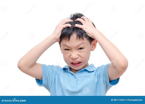 Boy Scratching His Scalp Over White Stock Photo Image Of Asia
