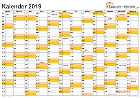 Excel Kalender 2019 Kostenlos