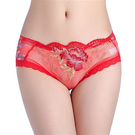Underwear Women Sexy Panties Sexy Lingerie Pink Rose Lace Embroidery