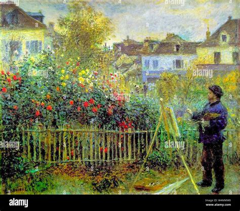 Pierre Auguste Renoir Monet Painting In His Garden At Argenteuil