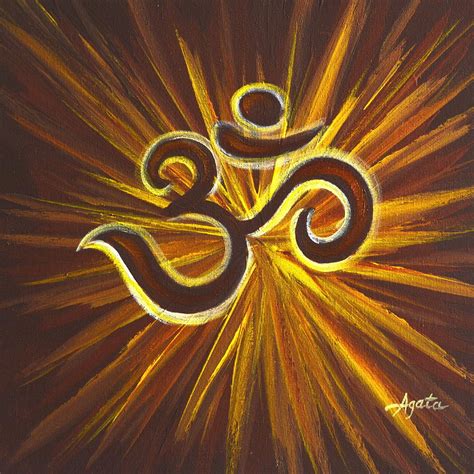 Glowing Om Symbol Painting By Agata Lindquist