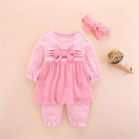 New Born Baby Clothes Long Sleeved Fall Cotton Lace Baby Girls Romper