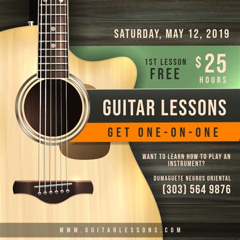 Looking for image result for music lesson flyer music lessons basic? Private Guitar Lesson Class Advert Template | PosterMyWall