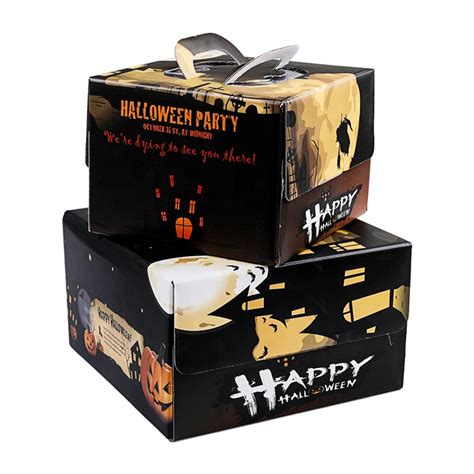 Packaging Design Elements Of Halloween Cake Boxes Green Color
