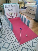 The skee ball machine is a wonderful thing. Skee ball minigolf game. Made from a cardboard box. Fun for party's! | Carnival games for kids ...