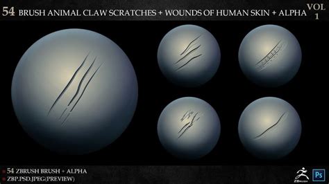 Artstation 54 Zbrush Animal Claw Scratches Wounds Of Human Skin