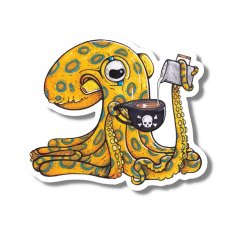 latte luna the blue ring octopus sticker latte luna is our magnificent blue ringed octopus