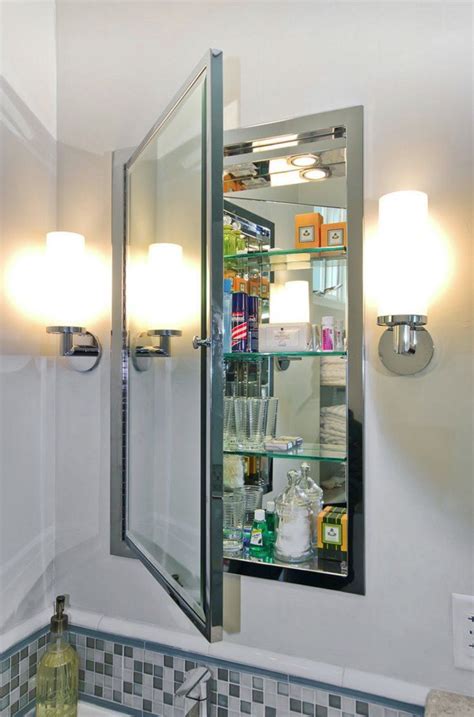 Mirrored Medicine Cabinet With Glass Shelving Decoist Inexpensive