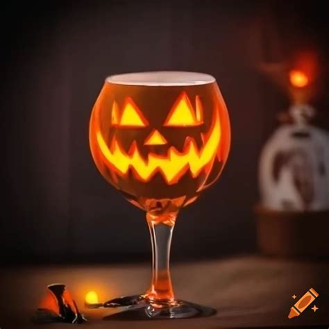 Pumpkin Wine Glass For Halloween On Craiyon