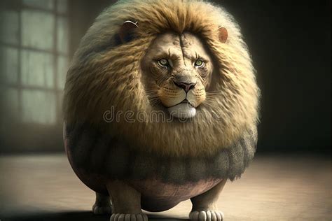 Lion Cute Fat Animal Illustration Generative Ai Stock Illustration