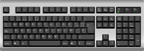 Spanish Qwerty Sp Layout Keyboard Silver Black Stock Vector