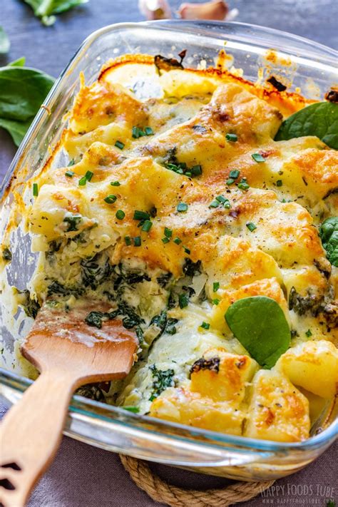 It's perfect for weekend entertaining or as a holiday side dish. Spinach Potato Casserole Recipe - Happy Foods Tube