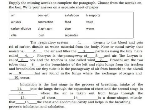 Supply The Missing Words To Complete The Paragraph Brainlyph