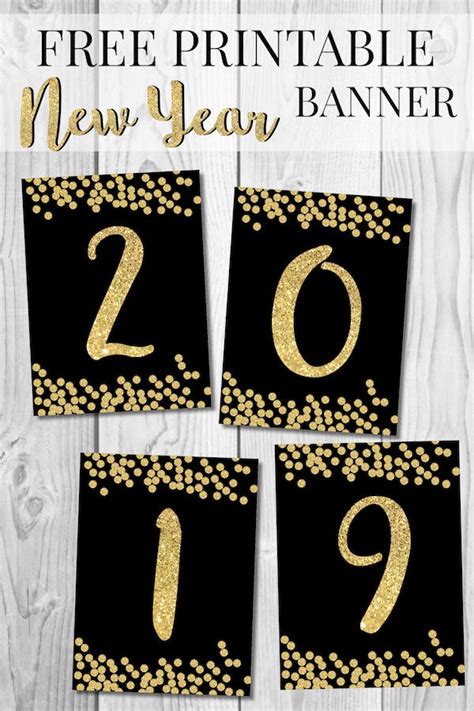 Free Printable Happy New Year Banner Letters Paper Trail Design