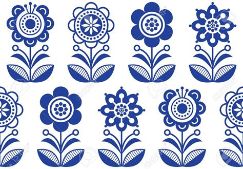 97357122 Folk Art Flowers Vector Seamless Floral Pattern Scandinavian