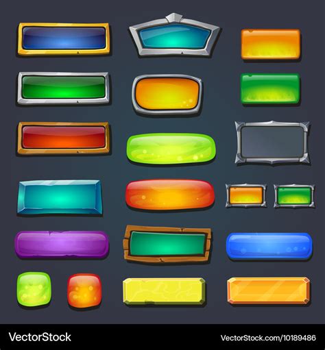 Buttons Set Form Designed Game User Interface Ui Vector Image