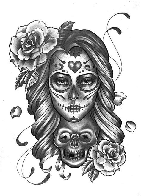 Frah13 Skull Girl Tattoo Sugar Skull