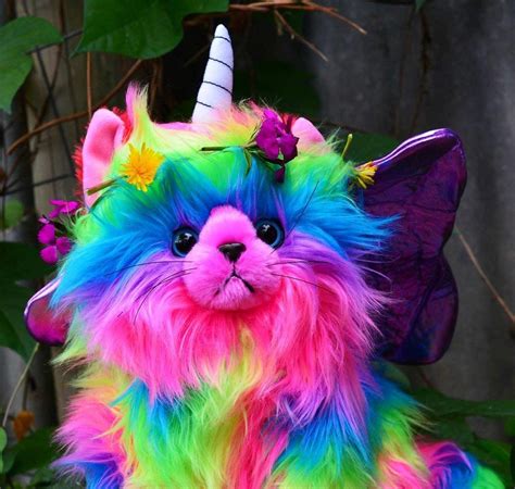 Kitten Rainbow Stuffed Animal Plush Toy Cute Rainbow Unicorn Unicorn