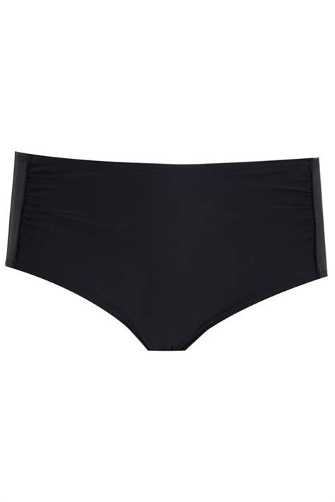Black Ruched Side Waist Bikini Brief Plus Size 16 To 28