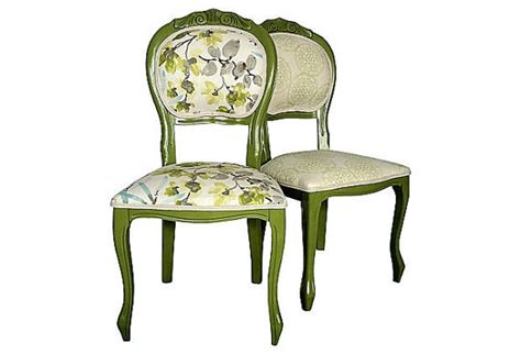 Shop boutique french bergere blue velvet accent chairs on sale. Glossy Green Upholstered French Accent Chairs, Pair of ...