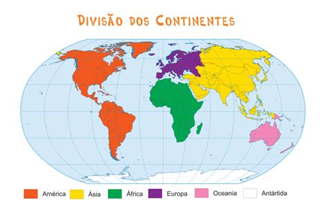 Mapa Divisão Dos Continentes