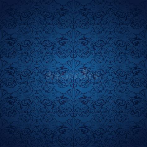 Blue Vintage Background Royal With Classic Baroque Pattern Stock