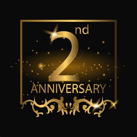 2nd Anniversary Logo With Gold Color Anniversary Year Celebrate Png