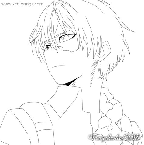 My Hero Academia Coloring Pages Shoto Todoroki Lineart By Freezescoles