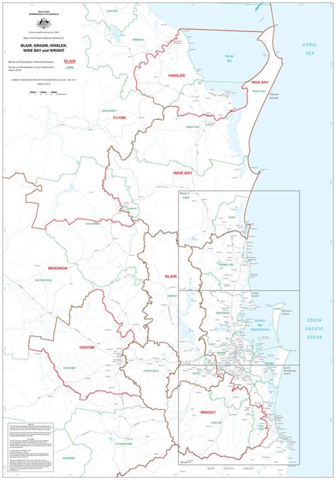 Queensland Electoral Divisions And Local Government Areas Map Wide