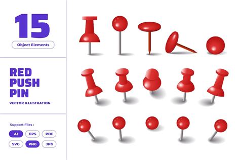 Red Push Pin Mark Paper Graphics Envato Elements