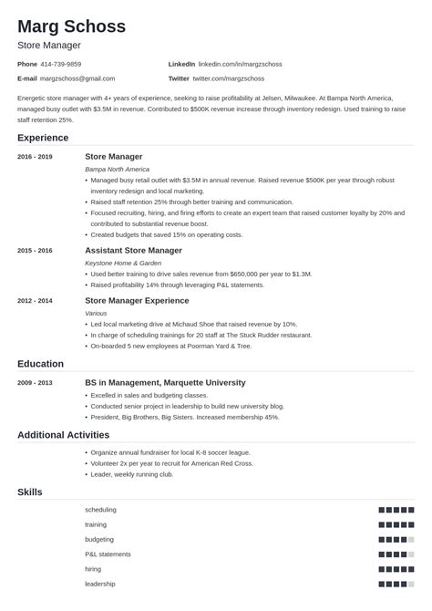 Store Manager Resume—examples And 25 Writing Tips