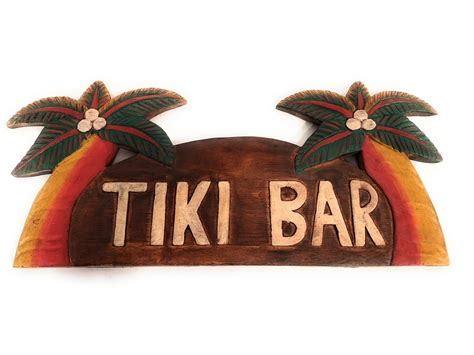 Tiki Bar Sign W Plam Trees 14 Island Style Bag1501940 Walmart