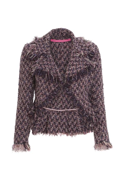 Emanuel Ungaro Pink Purple And White Boucle Jacket Curate8