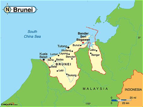 All regions, cities, roads, streets and buildings satellite view. Brunei Political Map by Maps.com from Maps.com -- World's ...