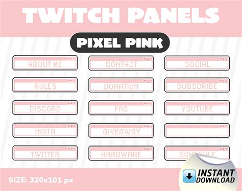 Twitch Panels Pixel Pink Planer Giveaway Discord Emotes Instagram