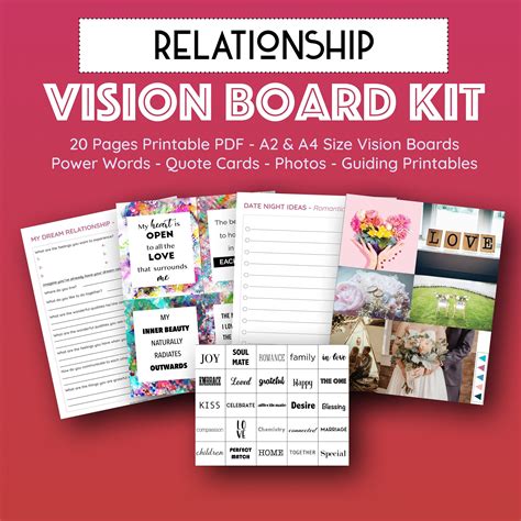 Relationship Vision Board Printables Kit Attract Love Affirmations